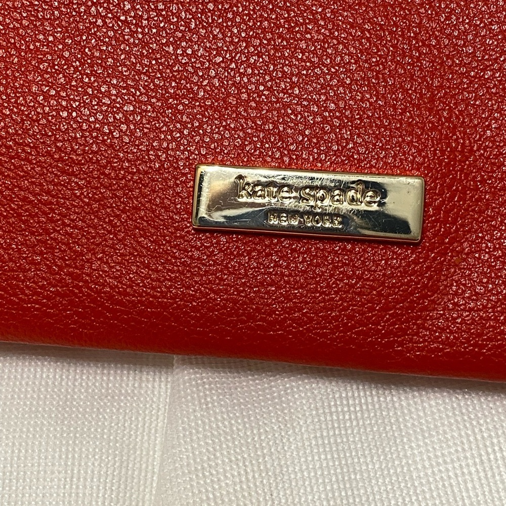 Kate Spade Elegant Red Leather Bow Clutch - Picture 8 of 9